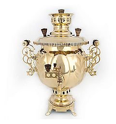 Самовар 4,5 л комбинированный формы «Шар» латунь
